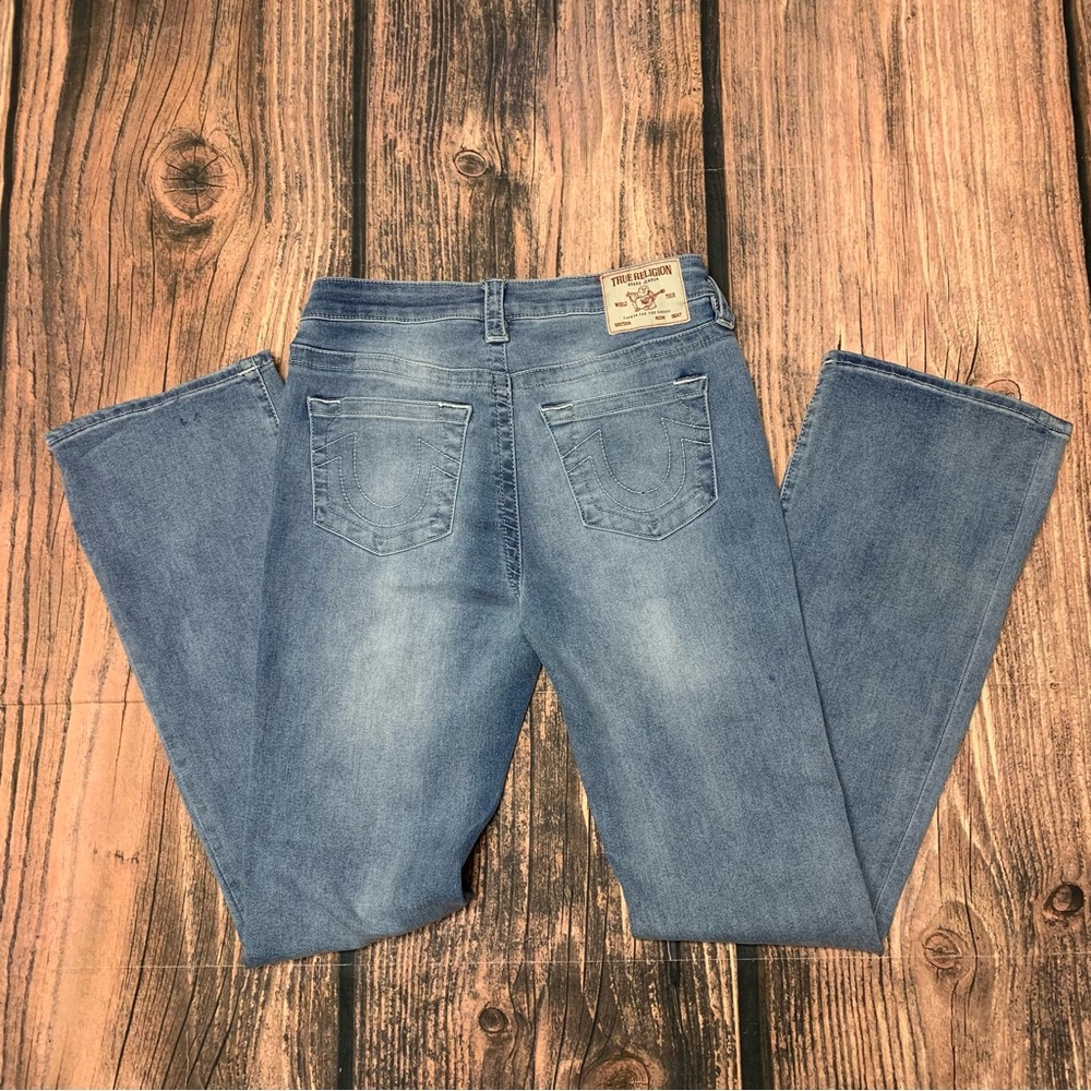 True Religion Jeans Womens 28 Boot Cut Mid Rise Stretch Denim Becca Light Wash